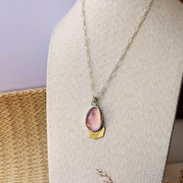 Pendentif en argent avec quartz rose de Tanzanie